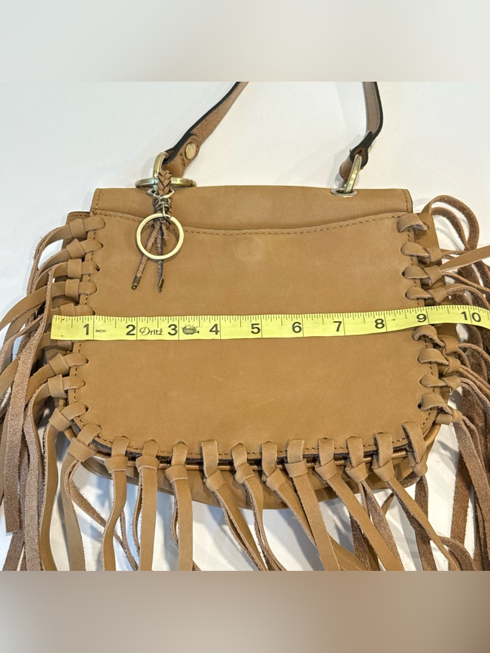 Patricia Nash Karisa Nubuck Suede Leather Fringe Crossbody Bag Tan Boho - Picture 12 of 12